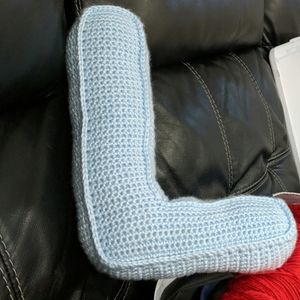Crocheted letter pillows
